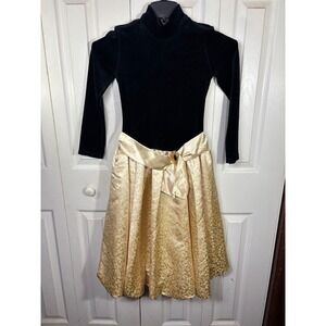 American Girl Dress Black Velvet Gold Brocade Holiday Party Dress‎ Size 10